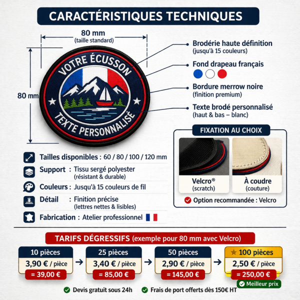 Écusson brodé personnalisé sur mesure
